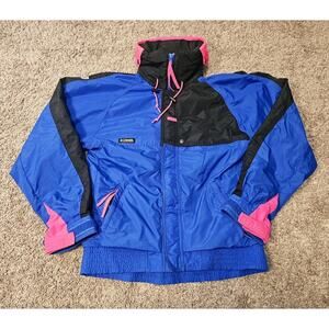 Vintage Columbia Criterion Ski Snow Jacket Mens Small Blue Nylon Radial Sleeve